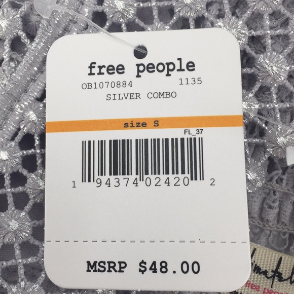 NWT Free People Constellation Bra Crochet Silver S - Picture 8 of 9